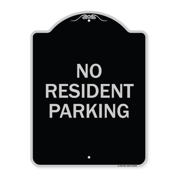 Reserved Parking No Resident Parking Heavy-Gauge Aluminum Sign, 24" x 18", BS-1824-23045